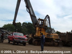 Metal being removed from a truck